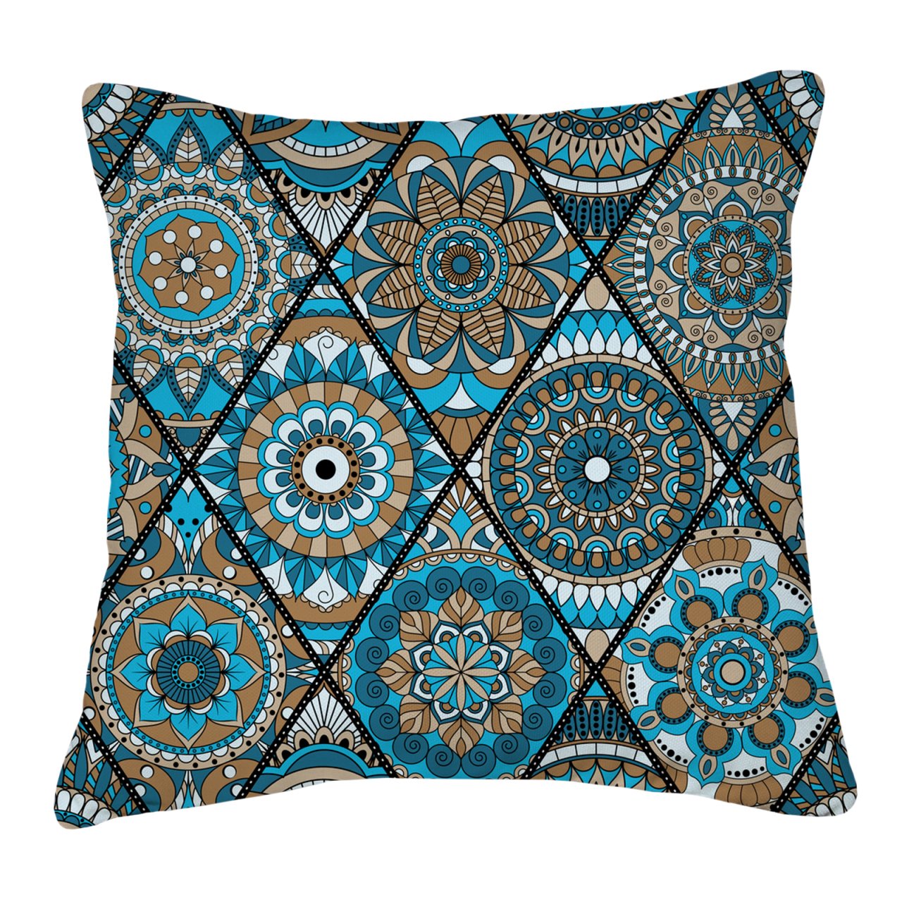Yuvarlak Kilim Desenli Kare Yastık,RNKL
